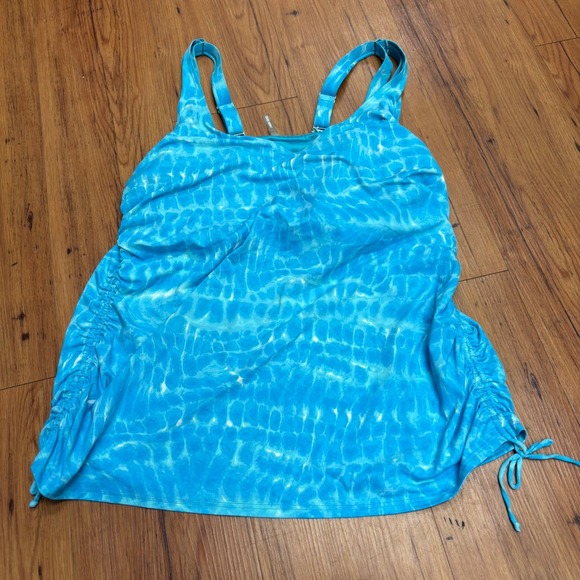 Lands' End Other - Lands End Blue Tie Dye Tankini Top Adjustable Straps Ruched Sides 18W Women